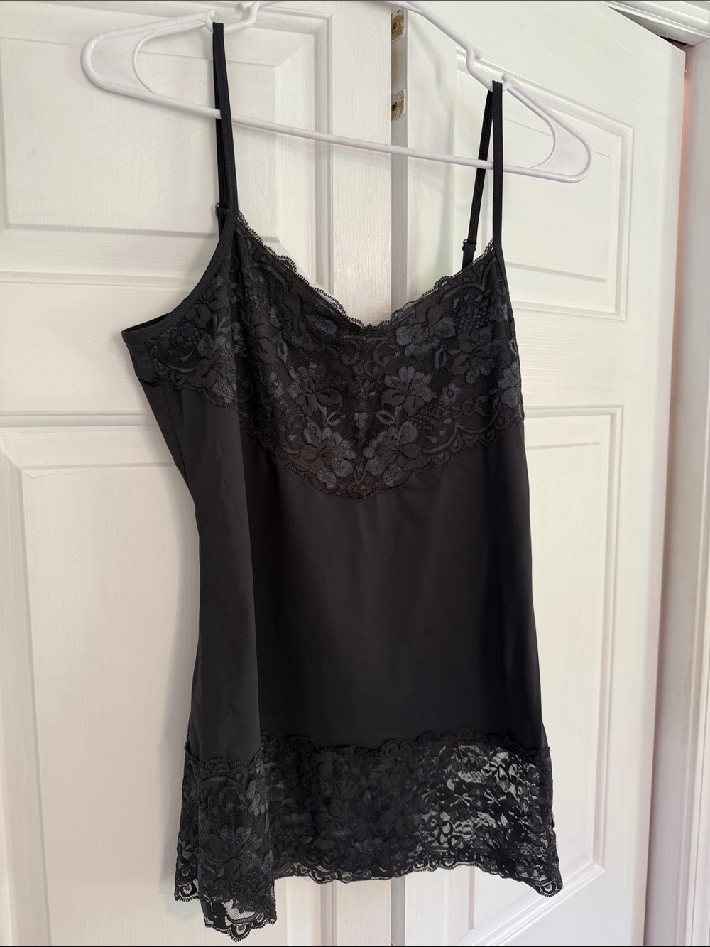 Studio Y Black Satin Lace Trim Chemise